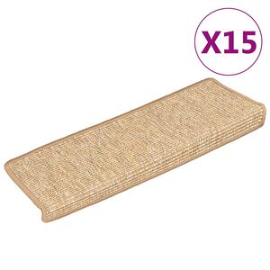 vidaXL Portaiden matot 15 kpl 65x21x4 cm vaaleanruskea suorakaiteen muotoinen reuna