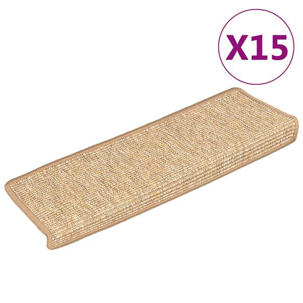 vidaXL Portaiden matot 15 kpl 65x21x4 cm vaaleanruskea suorakaiteen muotoinen reuna