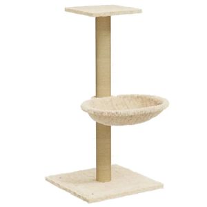 vidaXL Kissan kiipeilypuu sisal- raapimispylv&auml;&auml;ll&auml; kerma 74 cm