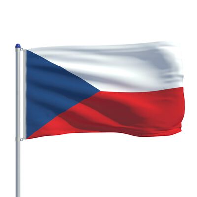 vidaXL Tšekin lippu ja tanko alumiini 6 m