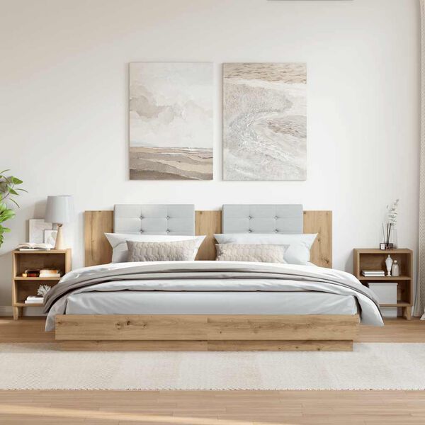 vidaXL Y&ouml;p&ouml;yt&auml;kaapit 2 kpl k&auml;sity&ouml;l&auml;inen tammi tekninen puu