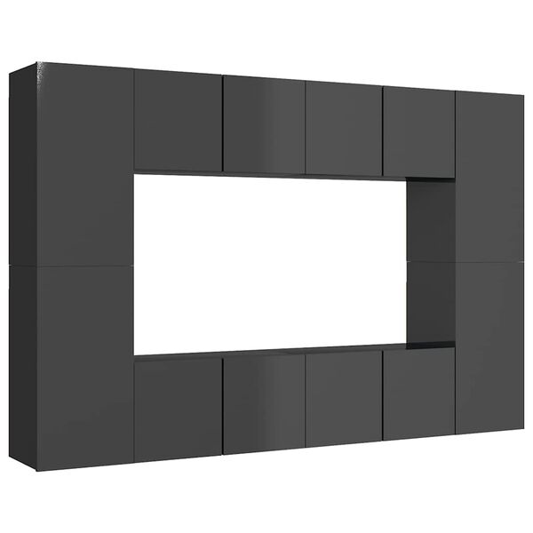 vidaXL 8-osainen TV-kaappisarja korkeakiilto harmaa lastulevy