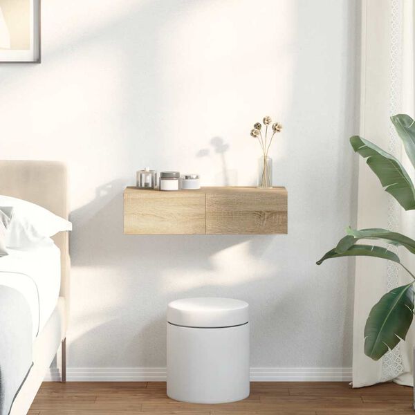 vidaXL sein&auml;hylly laatikoilla Sonoma tammi 60x26,5x15 cm tekninen puu