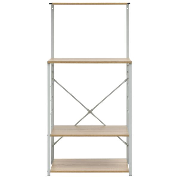 vidaXL Mikroaaltouunikaappi valk ja tammi 60x39,6x123 cm tekninen puu