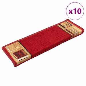 vidaXL Itsekiinnittyv&auml;t porrasmatot 10 kpl 65x21x4 cm punainen