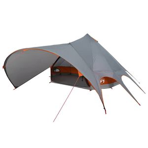 vidaXL Teepee Teltat 7-Henkil&ouml;lle 7 hengelle Harmaa ja oranssi