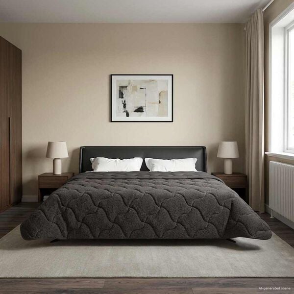 vidaXL Koko Vuoden Peitto Quiltottu Antrasiitti 220 x 240 cm