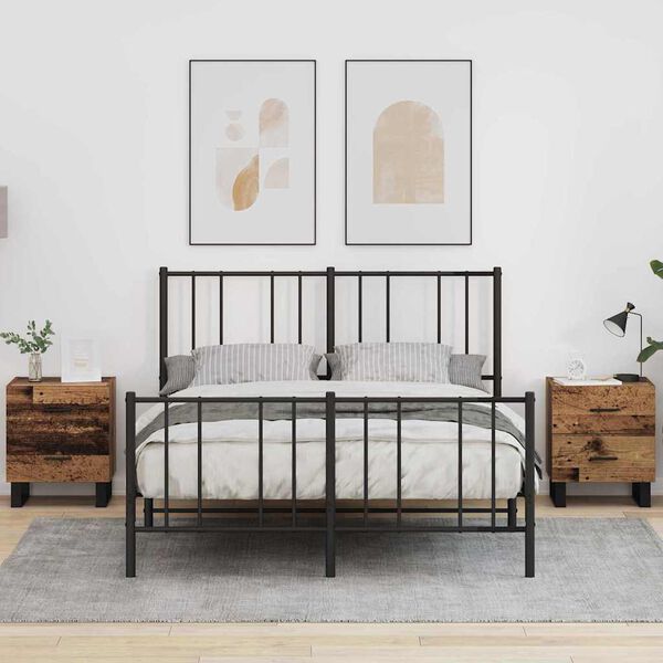 vidaXL Y&ouml;p&ouml;yt&auml;kaappi 2 pcs Vanha puu ja musta 40 x 35 x 47,5 cm