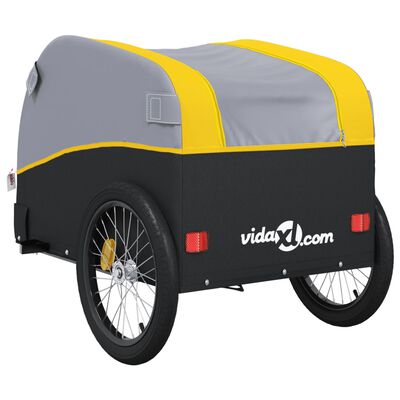 vidaXL Polkupyörän peräkärry musta ja keltainen 30 kg rauta