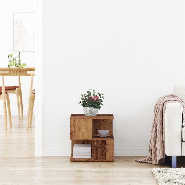 vidaXL Sivupöytä hyllyllä Vanha Puu 30 x 30 x 55 cm Tekninen puu