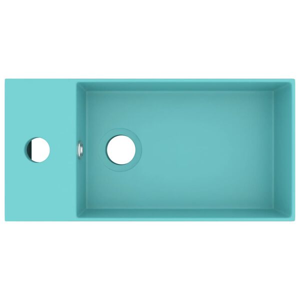 vidaXL Kylpyhuoneen pesuallas ylivuodolla keraaminen vaaleanvihre&auml;