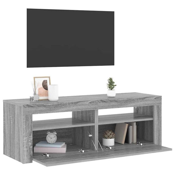 vidaXL TV-taso LED-valoilla harmaa Sonoma 120x35x40 cm