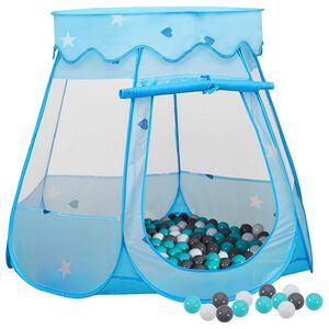 vidaXL Lasten leikkiteltta 250 pallolla sininen 102x102x82 cm