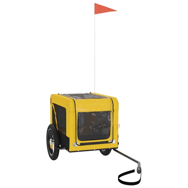 vidaXL Lemmikinkuljetusk&auml;rry polkupy&ouml;r&auml;&auml;n keltainen/musta kangas/rauta