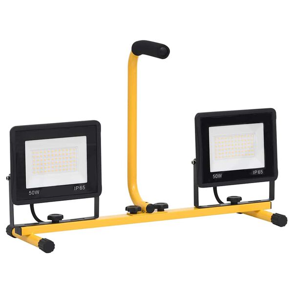 vidaXL LED-valonheitin kahvalla 2x50 W lämmin valkoinen