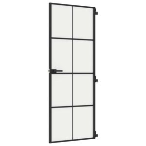 vidaXL Sis&auml;ovi ohut musta 76x201,5 cm karkaistu lasi ja alumiini