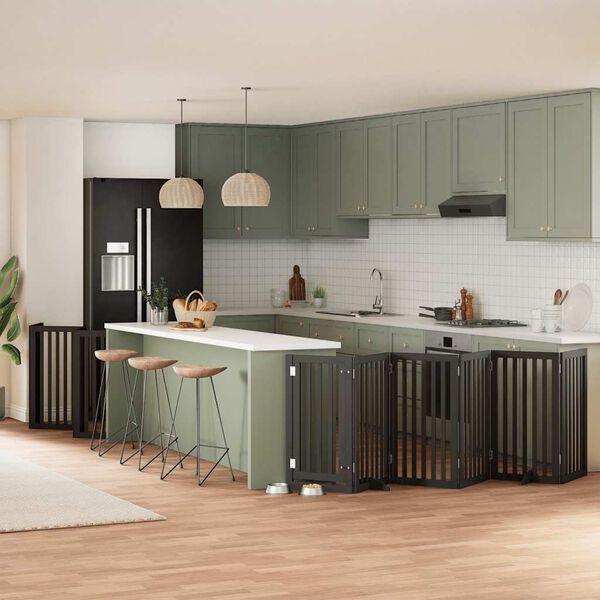 vidaXL Koiraportti kokoontaittuva 15 paneelia musta 750 cm poppelipuu