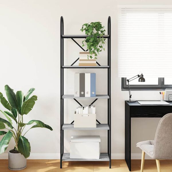 vidaXL Kirjahylly Harmaa Sonoma 60 x 30 x 183 cm Tekninen puu