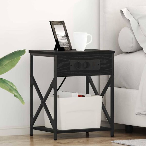 vidaXL Y&ouml;p&ouml;yt&auml;kaappi 2 pcs Musta tammi. 41 x 31 x 51 cm Tekninen puu