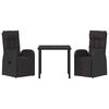 vidaXL Piharuokailu setti tyynyll&auml; 3 pcs Musta Polyrotangi