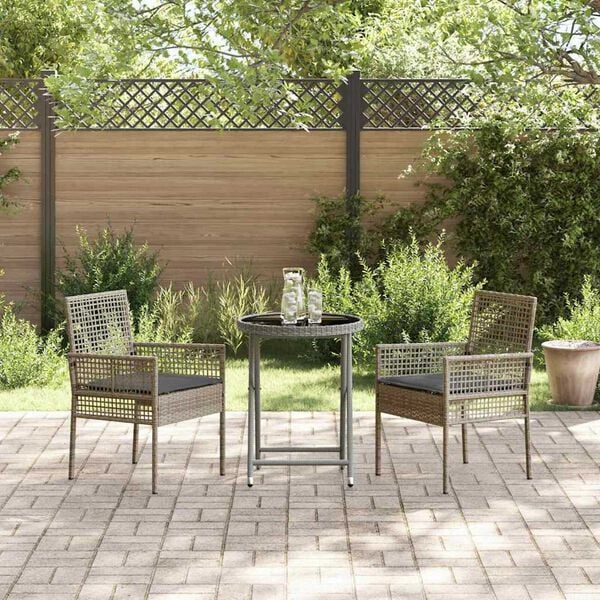 vidaXL Puutarhan Bistro Set 3 pcs Harmaa polyrottinki