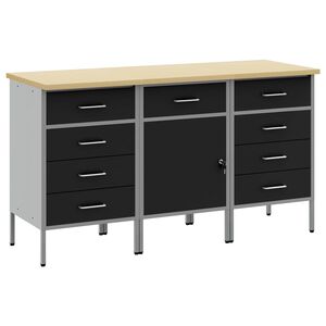vidaXL Ty&ouml;p&ouml;yt&auml;kaappi lukkoon 3 pcs Mustat ja harmaa 150 x 55 x 85 cm