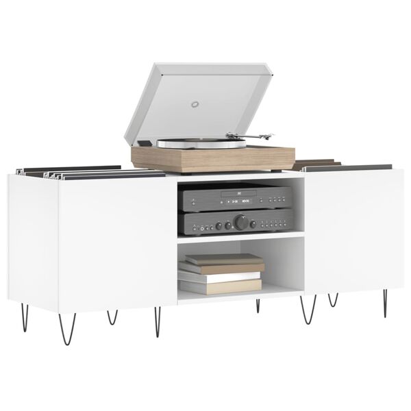 vidaXL LP-levyjen säilytyskaappi valkoinen 121x38x48 cm tekninen puu