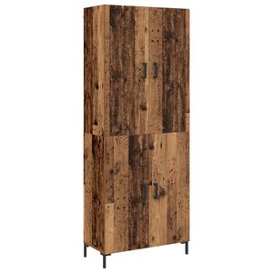 vidaXL Korkea kaappi Vanha puu 69,5 x 34 x 180 cm Tekninen puu