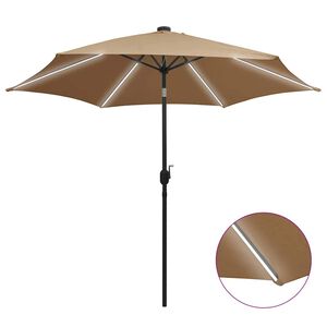 vidaXL Aurinkovarjo LED-valot alumiinitolpalla 300 cm taupe