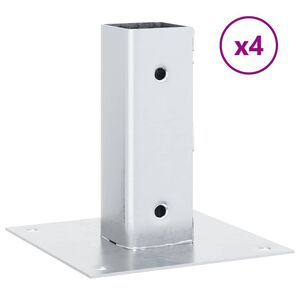 vidaXL Pylv&auml;sjalustat neli&ouml;nmuotoiset, 4 kpl, hopea, 46x46 mm, galvanoitu ter&auml;s