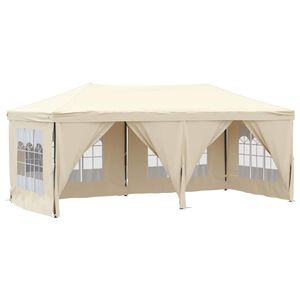 vidaXL Kokoontaittuva juhlateltta sivuseinill&auml; kerma 3x6 m
