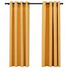 vidaXL Pellavamaiset pimennysverhot renkailla 2kpl keltainen 140x175cm