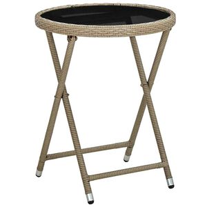 vidaXL Teep&ouml;yt&auml; beige 60 cm polyrottinki ja karkaistu lasi