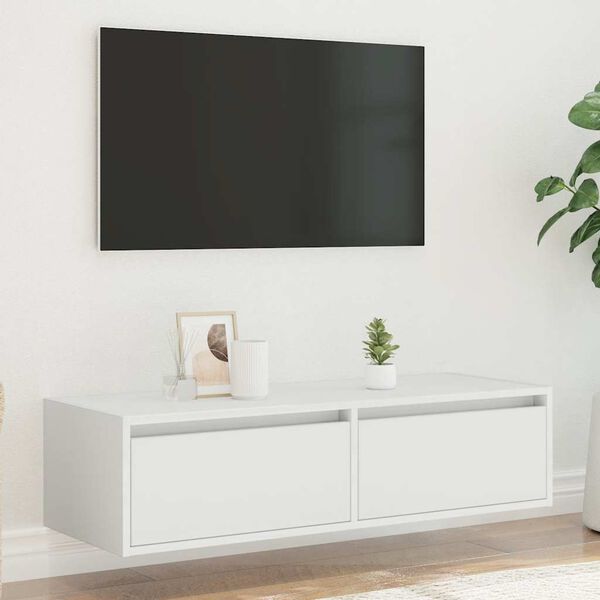vidaXL TV-kaappi LED-valoilla valkoinen 100X35,5x25 cm