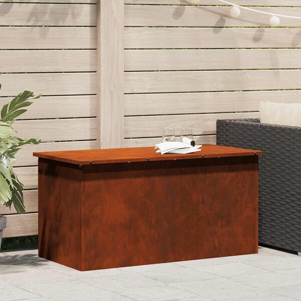 vidaXL Ulkos&auml;ilytyslaatikko Ruosteinen 100 x 50,5 x 50 cm Ter&auml;s