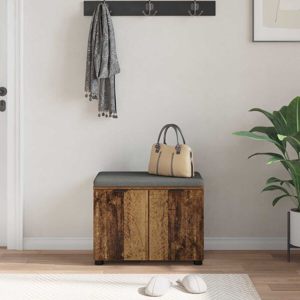 vidaXL Halli penkki tyynyll&auml; s&auml;ilytystilassa Vanha puu 60 x 38 x 46 cm