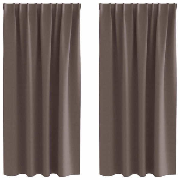 vidaXL Piment&auml;v&auml; verho renkailla 2 pcs Tumma ruskea 175 x 140 cm