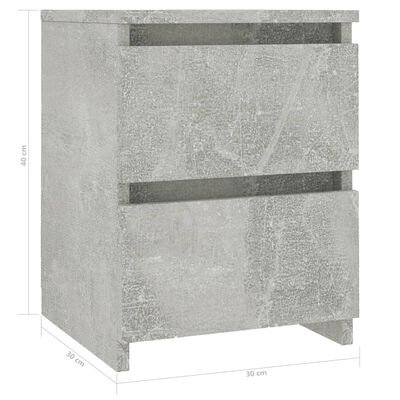 vidaXL Yöpöytä betoninharmaa 30x30x40 cm lastulevy