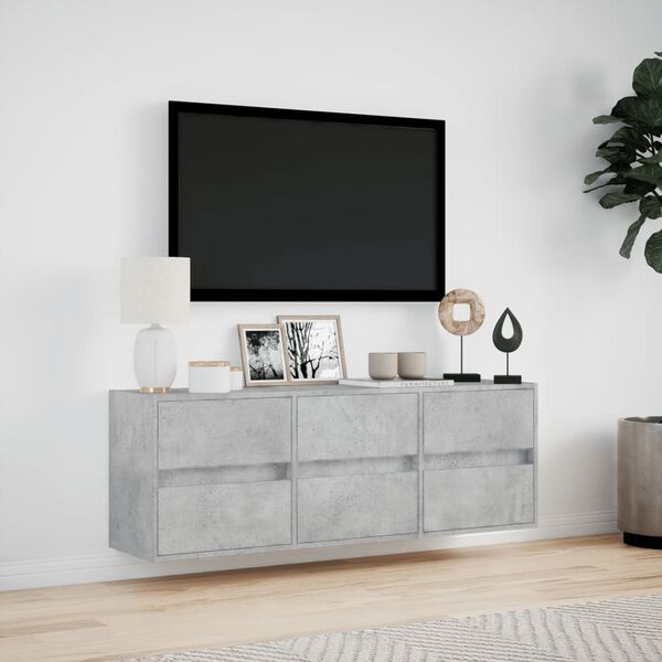 vidaXL TV-sein&auml;kaappi LED-valoilla betoninharmaa 130x31x45 cm