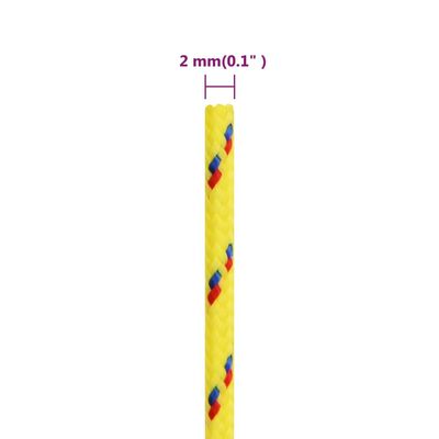 vidaXL Veneköysi keltainen 2 mm 250 m polypropeeni