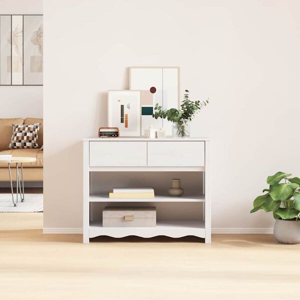 vidaXL Konsolipöytä Drammen Valkoinen 89.5 x 37 x 73 cm Täysi mänty