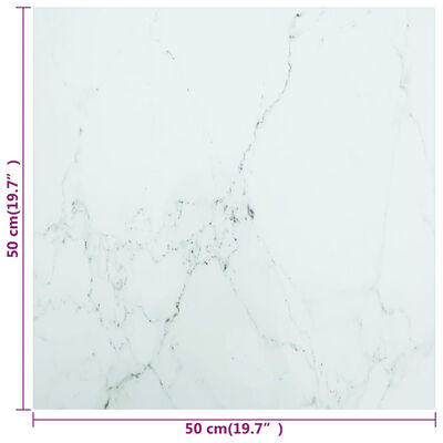 vidaXL Pöytälevy valkoinen 50x50 cm 6 mm karkaistu lasi marmorikuvio