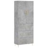 vidaXL Kaappi betoninharmaa 69,5x34x180 cm tekninen puu