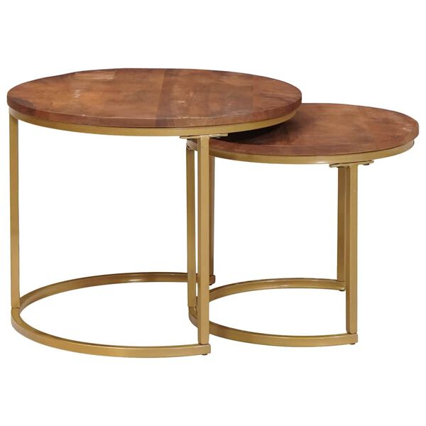 vidaXL Pesupöydät kahville 2 pcs Hunajaruskea Täysi Mangopuu ja teräs