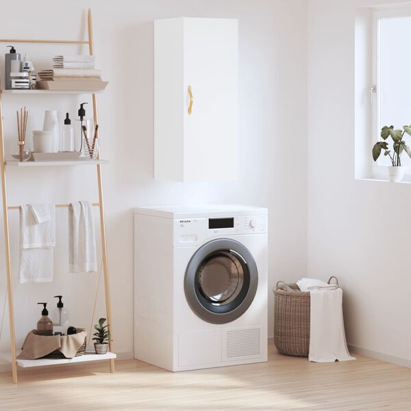 vidaXL Sein&auml;kiinnitett&auml;v&auml; kaappi valkoinen 34,5x34x90 cm