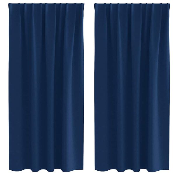 vidaXL Piment&auml;v&auml; verho renkailla 2 pcs Tumma Sininen 175 x 140 cm
