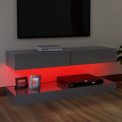 vidaXL TV-taso LED-valoilla korkeakiilto harmaa 120x35 cm