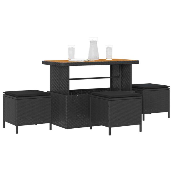 vidaXL Piharuokailu setti Musta Polyrotangi