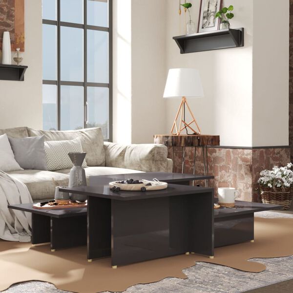 vidaXL Sohvap&ouml;yd&auml;t 2kpl korkeakiilto harmaa 111,5x50x33cm tekninen puu