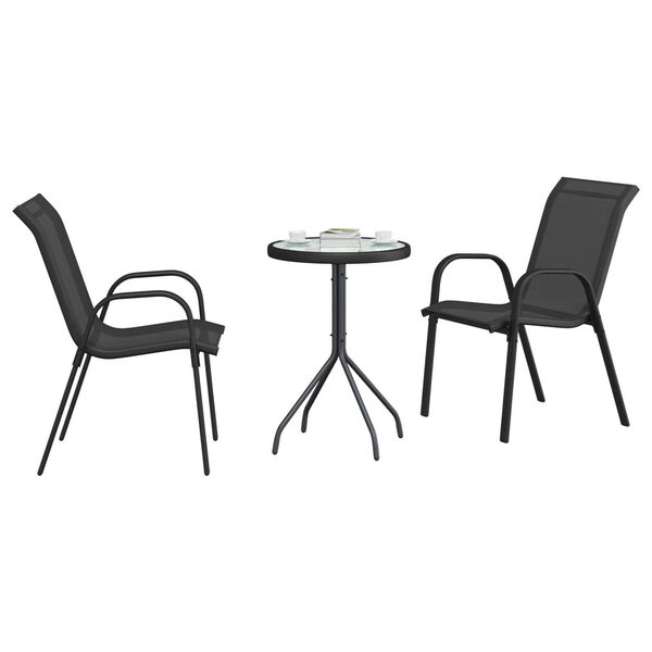 vidaXL Puutarhan Bistro Set 3 pcs Musta Teräs